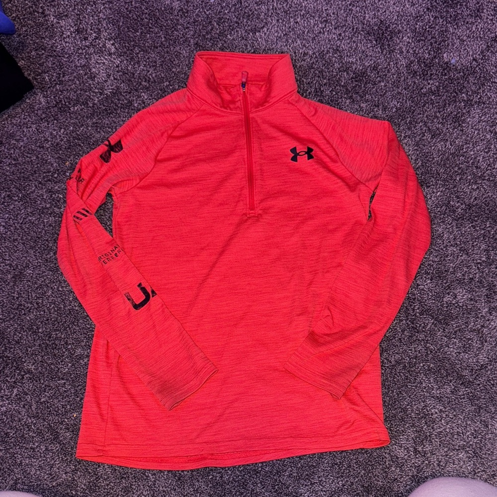 2- Under Armour Half-Zip tops youth Medium worn once each.